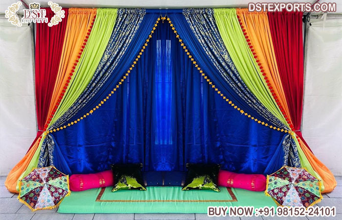 Bright & Colorful Indian Mehandi Night Stage Decor