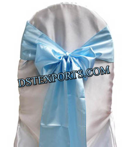 Wedding Chair Cover With Blue Satin Sashas