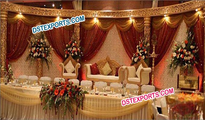 Muslim Wedding Golden Carved Stages