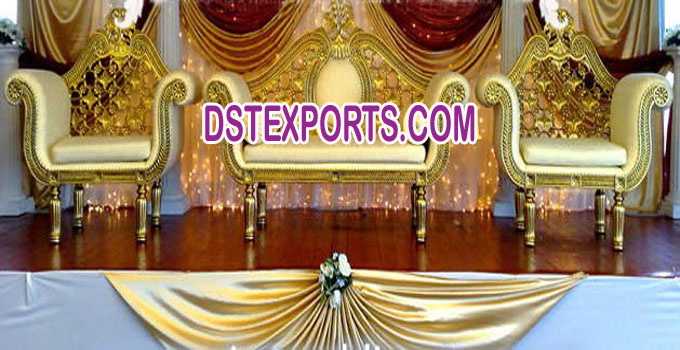 Indian Wedding Stage Golden Carving Furnitures
