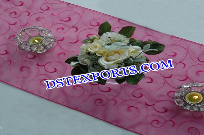 Embroidered Designer Wedding Pink Table Runners