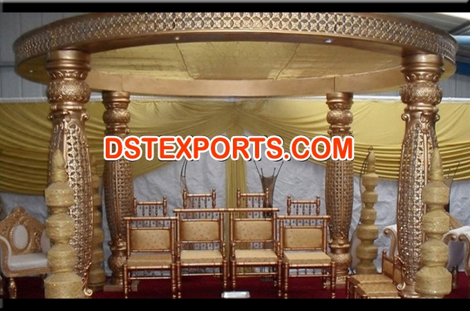Indian Wedding Golden Fiber Pillar Mandap