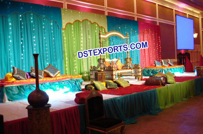 latest wedding colourful stage with swing
