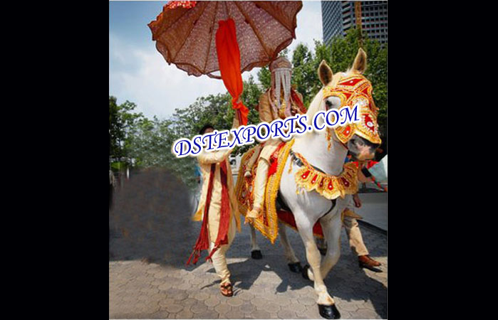 Indian Barat Horse Costume With Umbrella