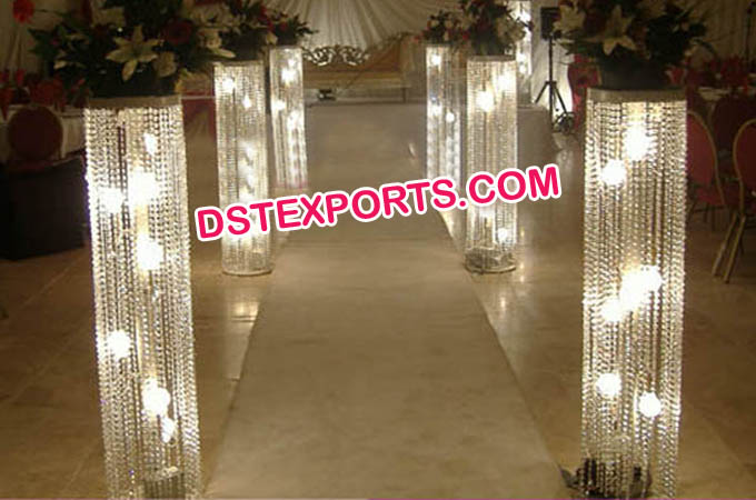 Wedding Lighted Walkway Crystal Pillars