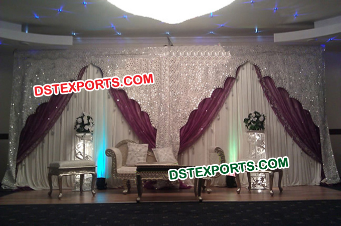 Wedding Silver Embrodried Backdrops