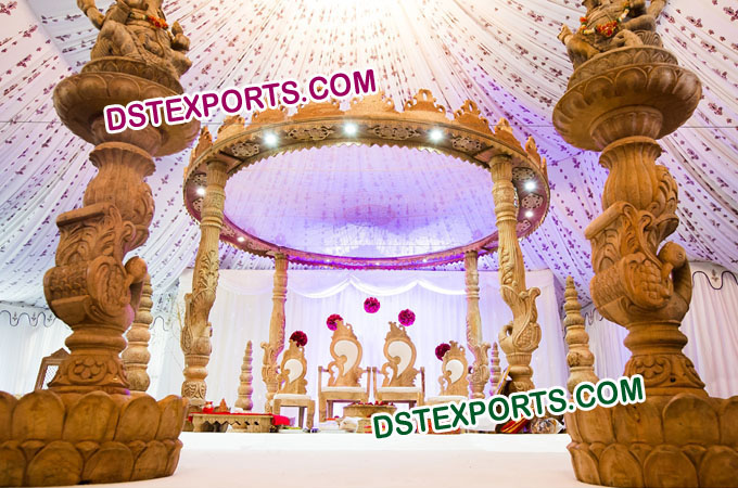 Wedding Wooden Carved Ganesha Mandap