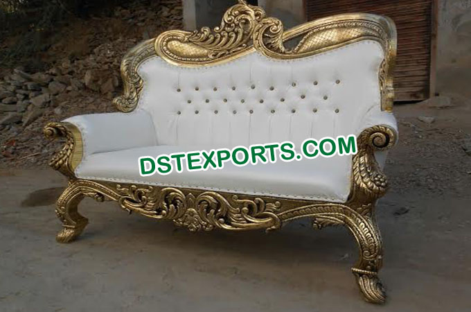 New Design Golden Carved Brass Metal Two Seater
