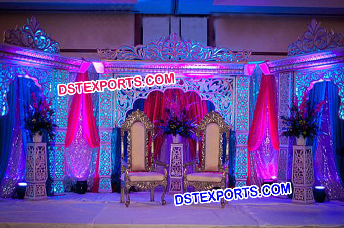 Beautiful Heavy Carving Fiber Lighted Pillar Stage