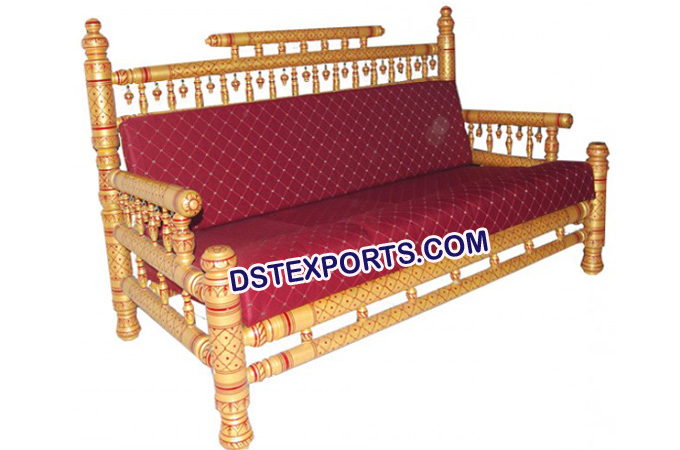 Traditional Sankheda Red Wedding Sofa