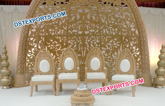 Wedding Wooden Handcarved Chairs Set