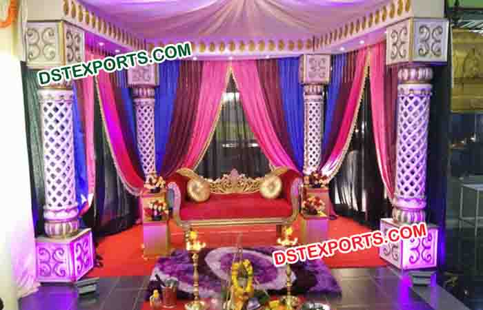 Fiber Jali Pillar Wedding Stage Set
