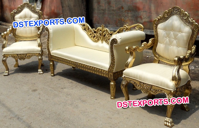 Elegant Golden Carved Stage Sofa Set