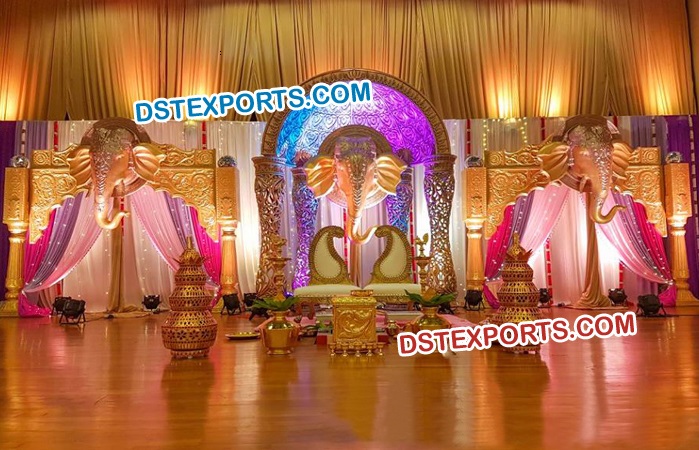 Elephant Face Panel Wedding Stage