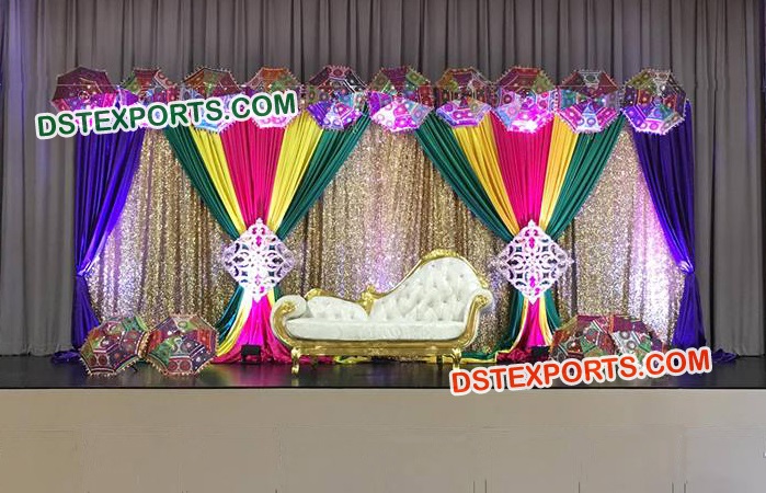 Colorful Wedding Stage Umberala with Backdrop