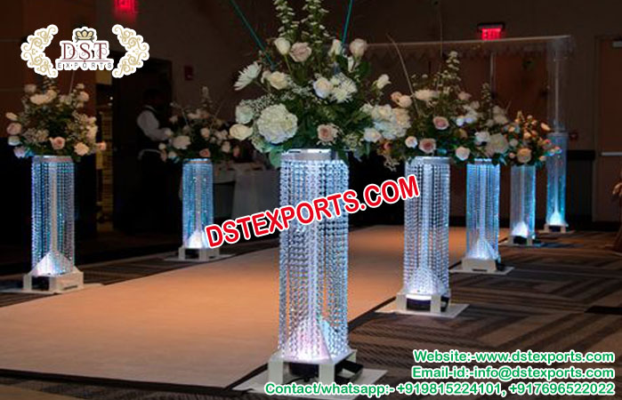 Crystal with Led Lights Pillar Walkway Decoration