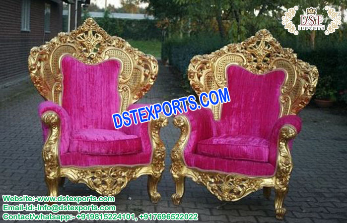 Pink Metal Carved Bride Groom Seater