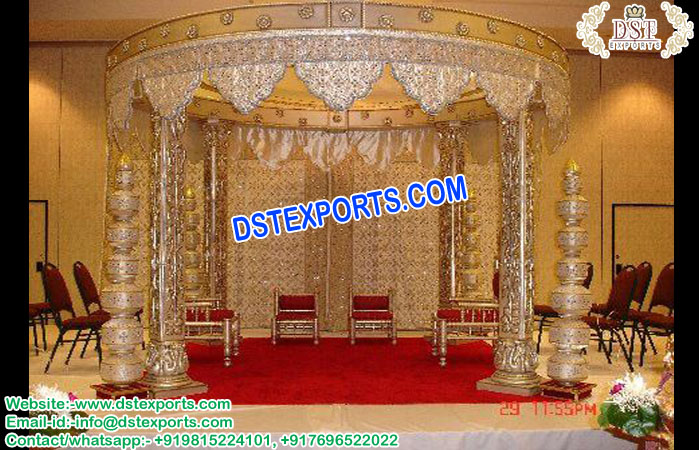 Hindu Wedding Fiber Crystal Pillar Mandap