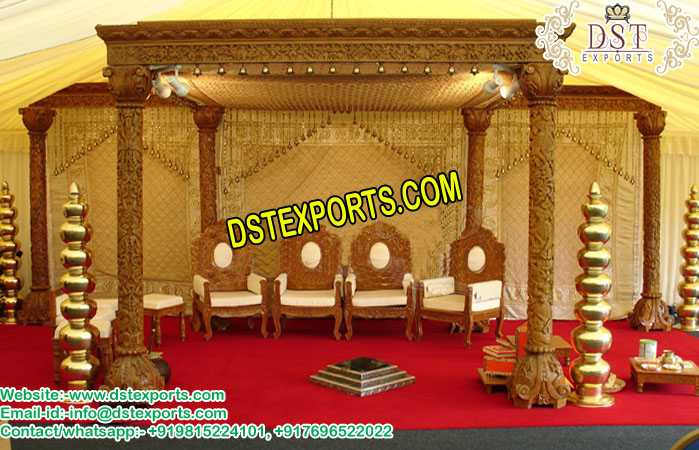 Antique Look Wooden Carved Mandap