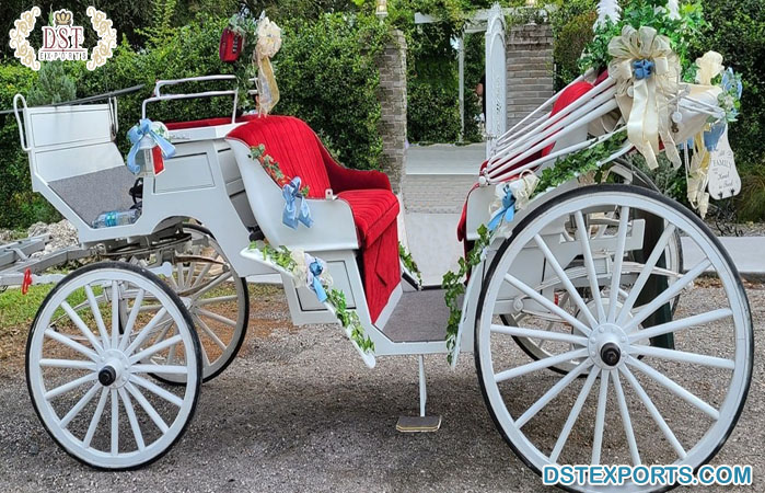 Victorian White Horse Drawn Wagon Carriage