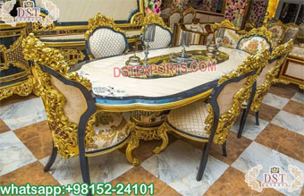 High Quality Gold Leaf Dining Table & Chairs