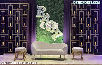 Sparkling Metal Candle Back Walls Reception Stage