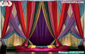 Punjabi Wedding Stage Colorful Backdrop Cloths