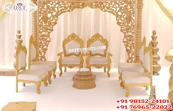 Stunning Indian Carved Wooden Mandap Chairs
