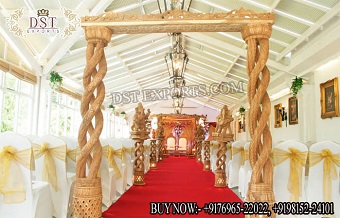 Spiral Indian Wedding Wooden Mandap Gate