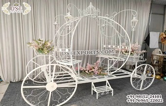 White Fairy Tale Wedding Bride Entry Carriage
