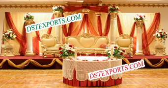 Asian Wedding Elegant Golden Stage Furniture