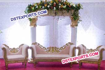 Wedding Golden Carving Wooden Furniture Set