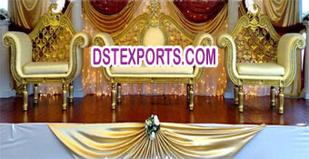 Indian Wedding Stage Golden Carving Furnitures