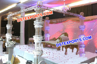 New Design Indian Wedding Crystal Pillars Mandap