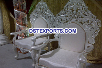 Modern Wedding Silver Carved Mandap Chairs