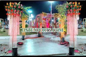 Indian Wedding  Crystal pillars with flower decora