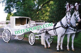 Indian Wedding White Double Horse Drawn Carriages