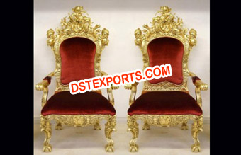 Wedding Golden Carved Chair Set