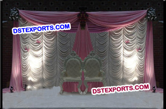 Indian Wedding White Pink Stage Backdrop