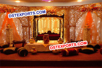 Asian Wedding Stage Carved Backdrops