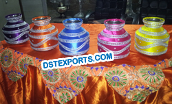 INDIAN WEDDING COLOURFUL DECORATED POTS