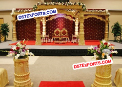 Wedding Golden Devdas Fiber Mandap Stage Pillars