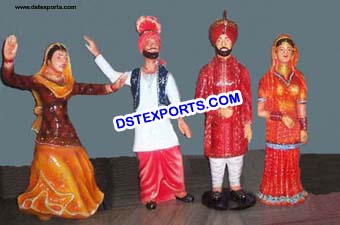 Fiber Punjabi Cultural Statues Figures