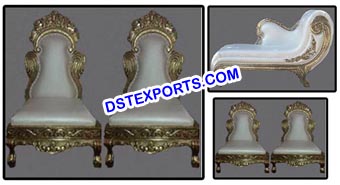 Wedding King & Queen Brass Metal Chairs