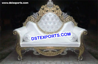 Stylish Wedding Silver & Gold Carved Sofa Set