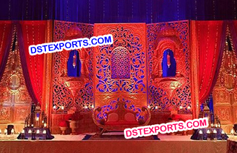 Raj Mahal Wedding Fiber Carved Panel Stage
