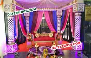 Fiber Jali Pillar Wedding Stage Set