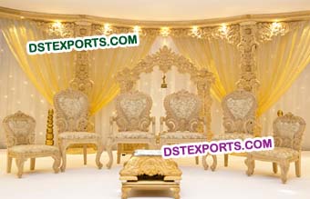 Heavy Carved Wooden Mandap Chairs