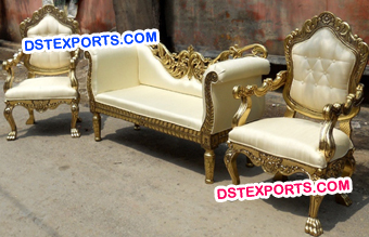 Elegant Golden Carved Stage Sofa Set