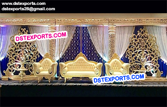 Golden Walima Flower Panel Stage